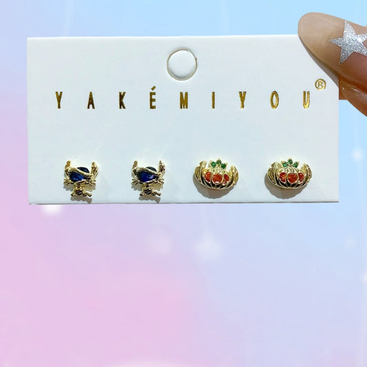 Yakemiyou Halloween Arete Pegado Stich Momia y Calabaza