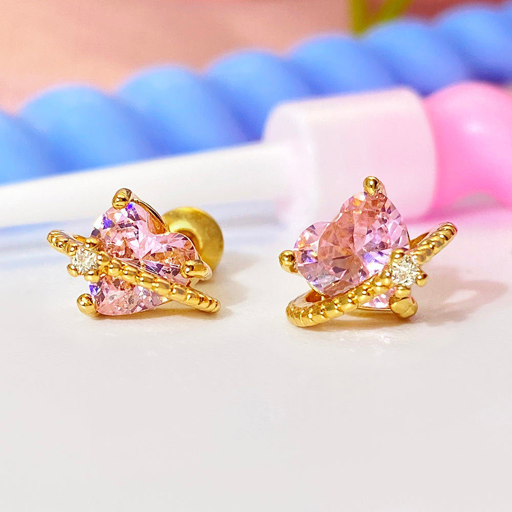 Aretes pegados corazon