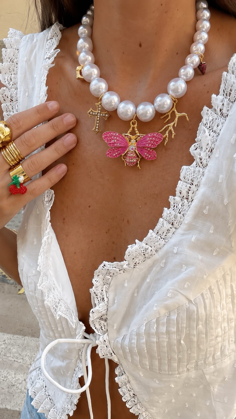 Collar Chunky de Mariposa Rosa