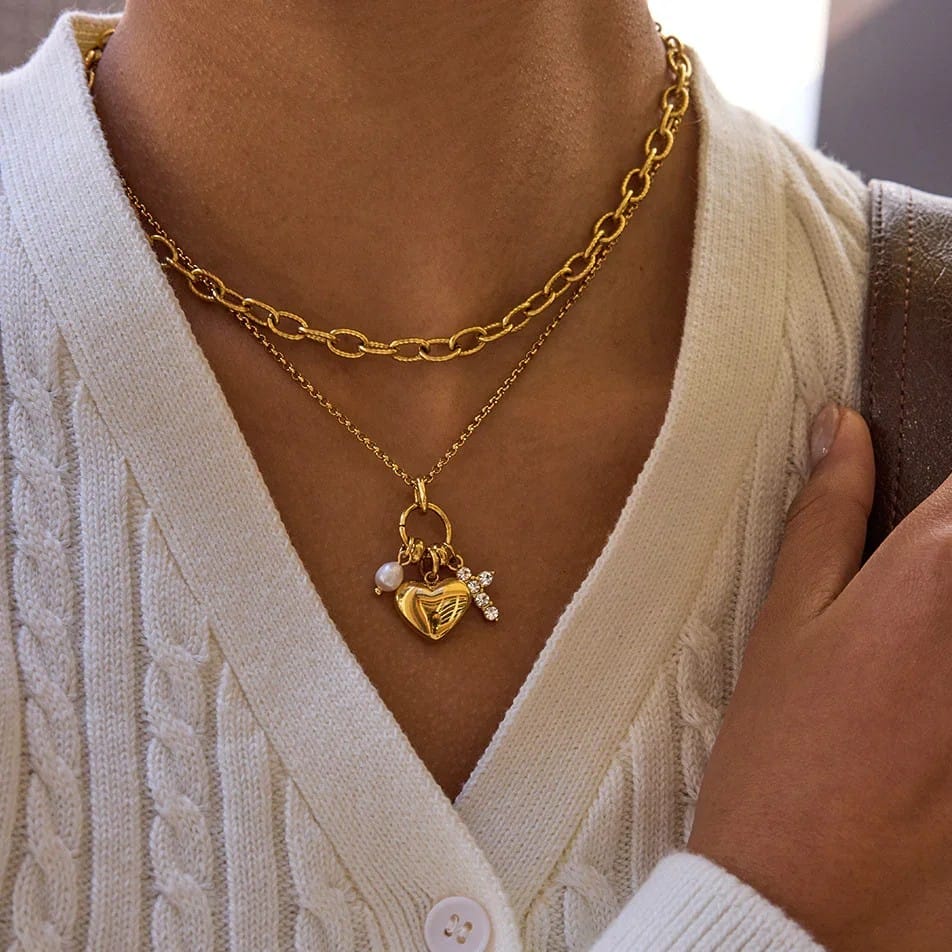 Collar de Corazon y Cruz