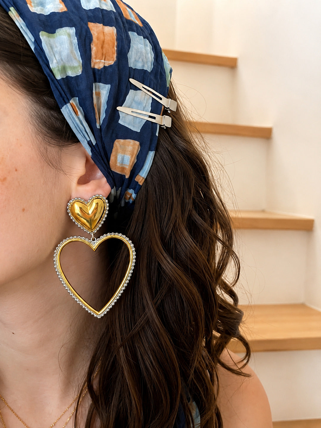 Aretes de Corazon Doble