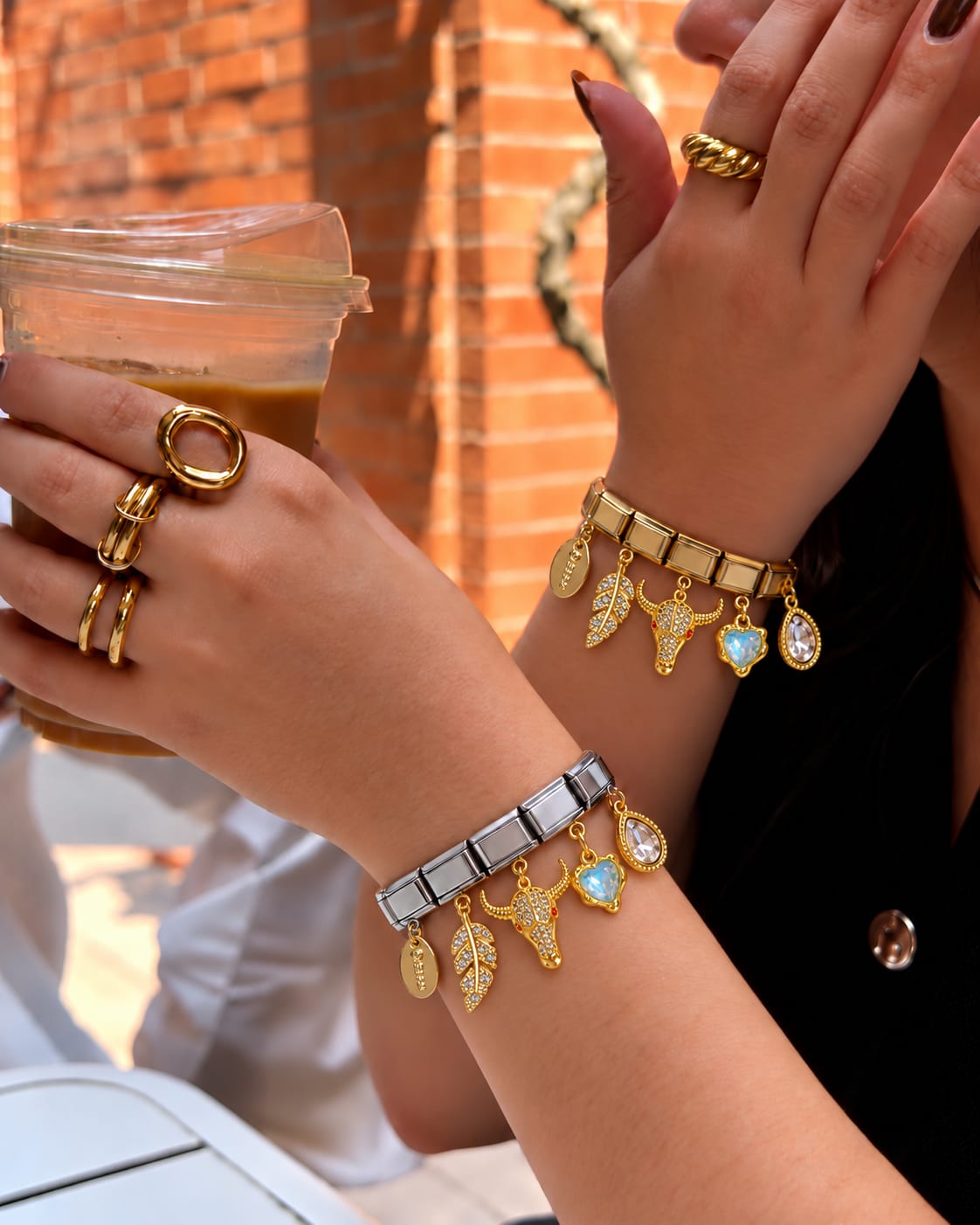 Pulsera Italiana de Toro con Dije Azul