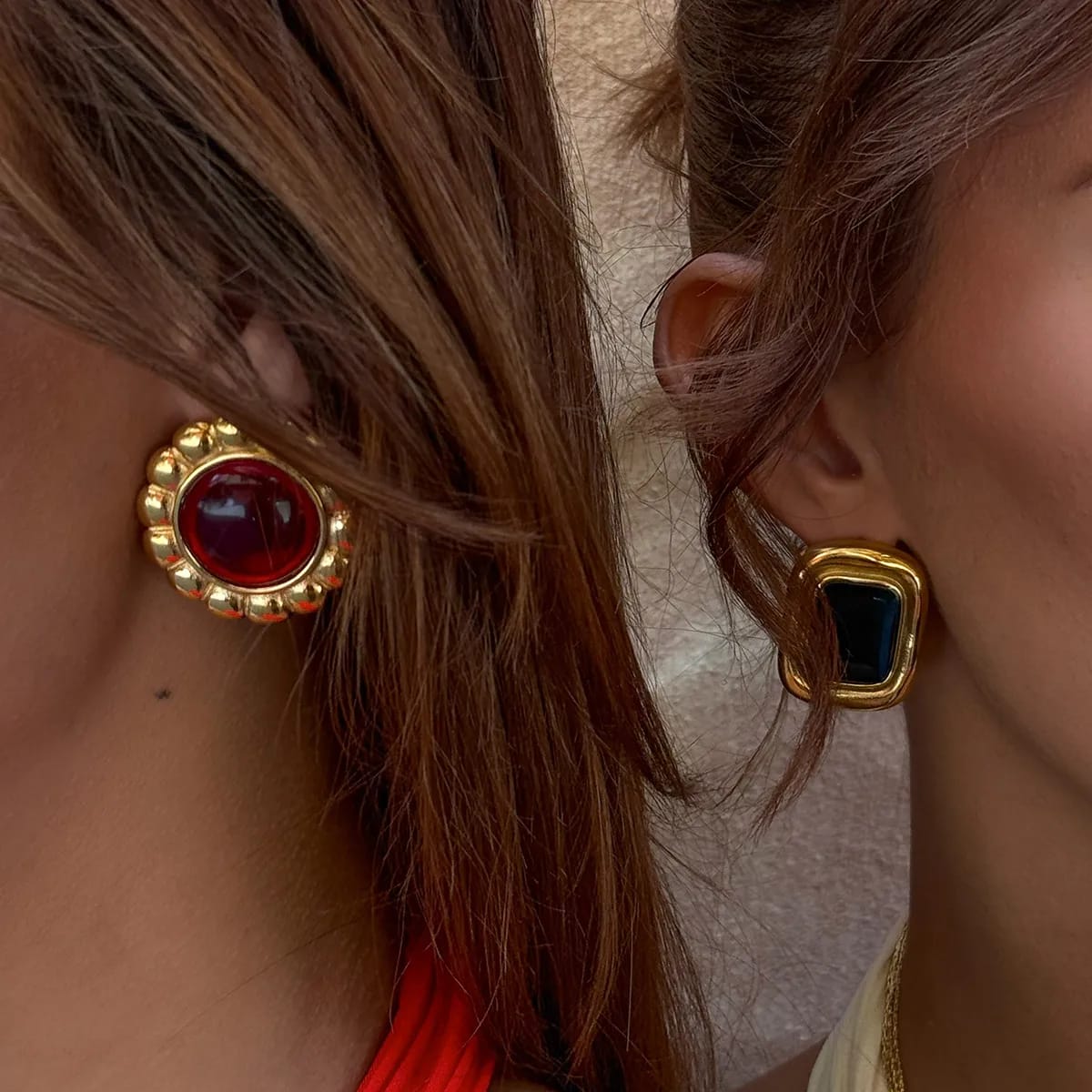 Aretes Chunky Circulo Rojo