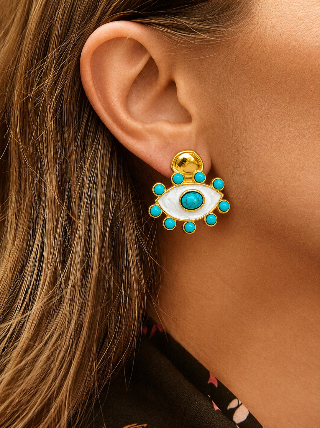 Aretes de Ojo con Bolitas