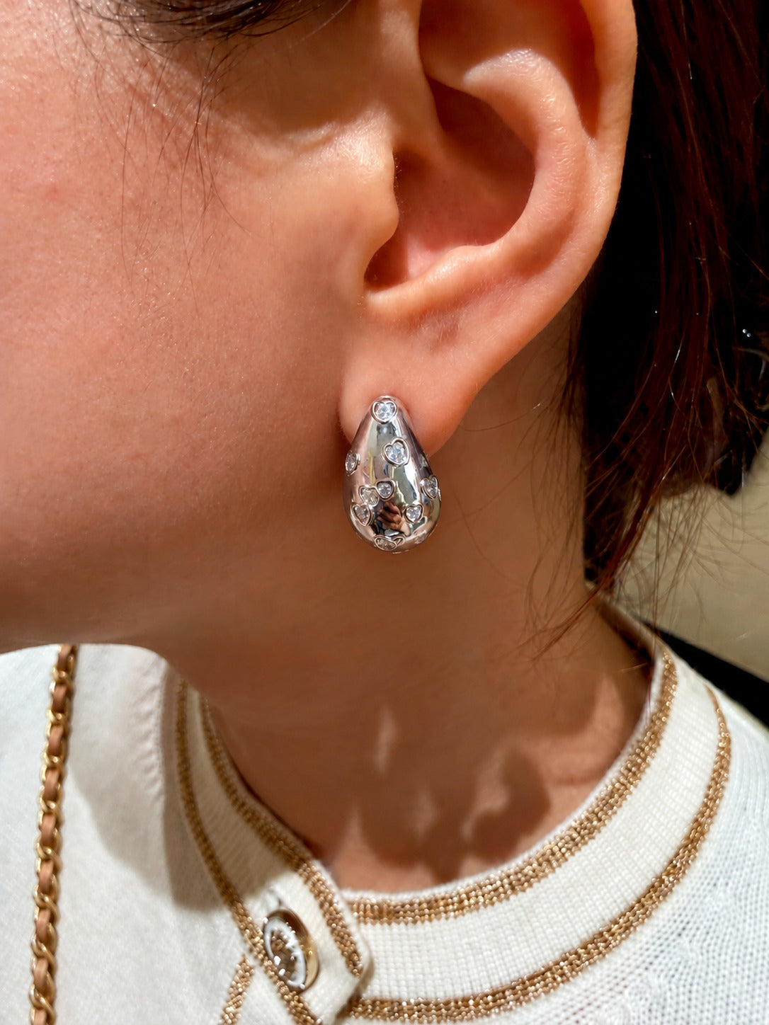 Aretes Bottega con Corazoncitos