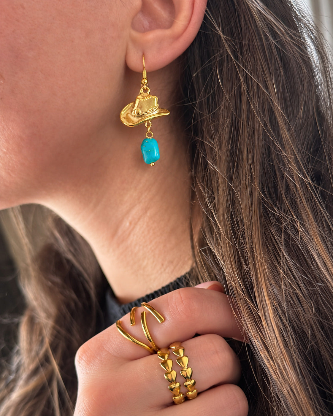 Aretes Colgantes de Sombrero