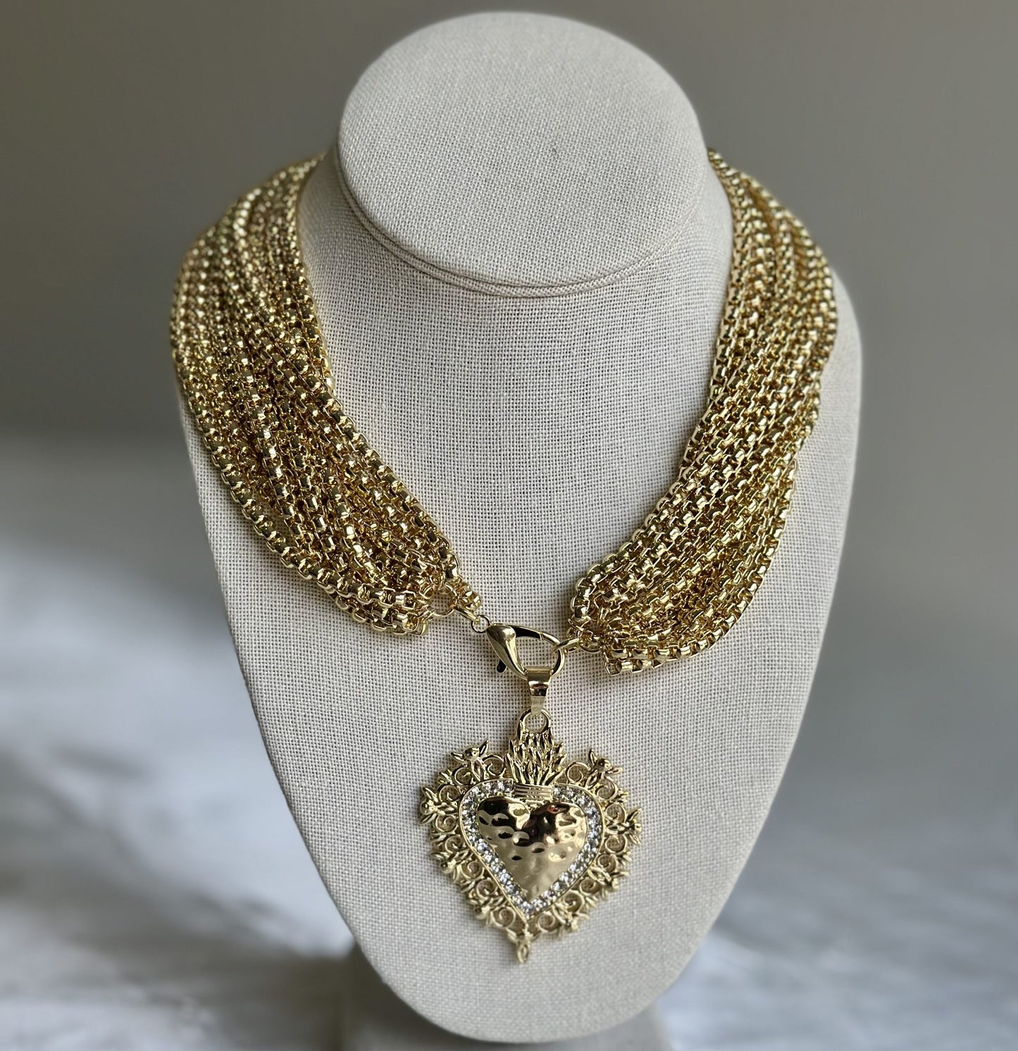 Collar Corazon Multi Cadenas