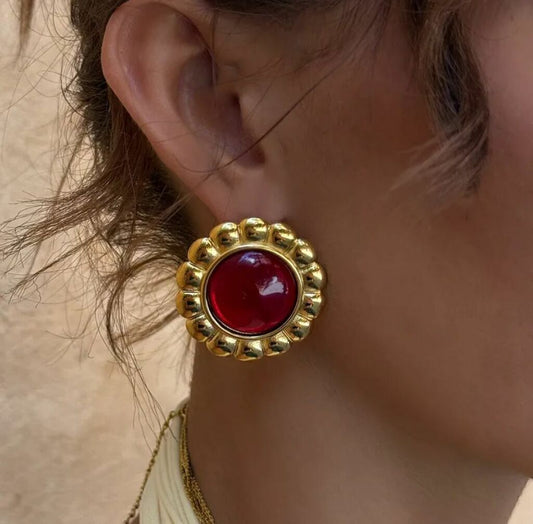 Aretes Chunky Circulo Rojo
