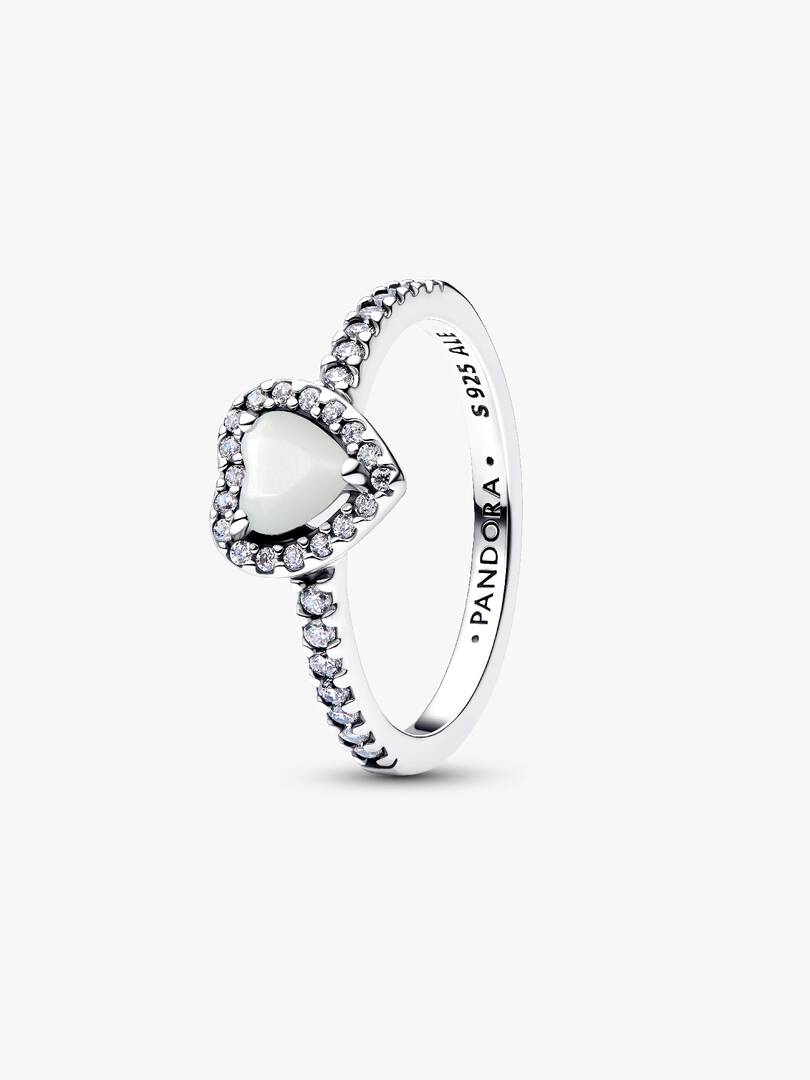 Anillo Pandora de Corazón Blanco