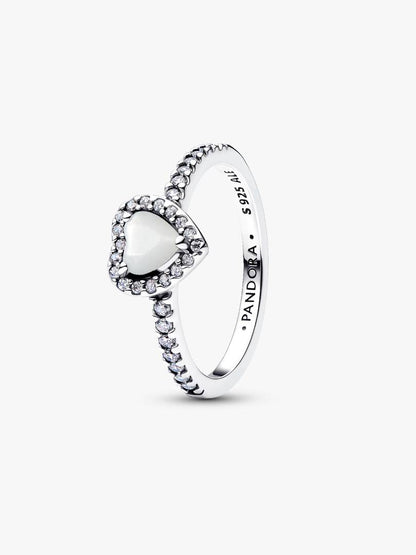 Anillo Pandora de Corazón Blanco