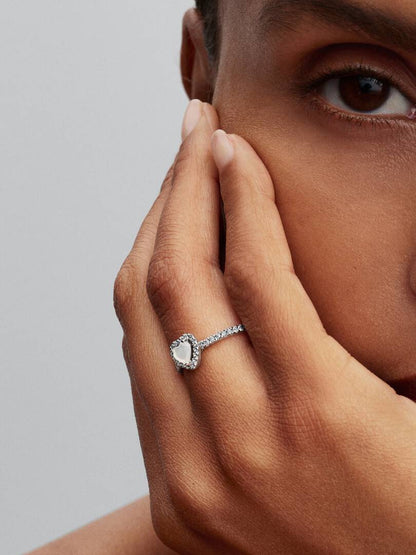 Anillo Pandora de Corazón Blanco