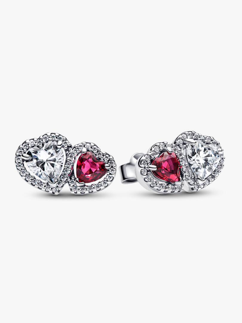 Aretes Pandora Corazon Rojo y Blanco