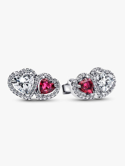 Aretes Pandora Corazon Rojo y Blanco