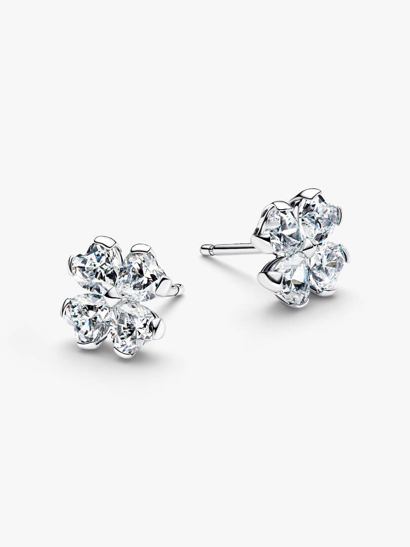 Aretes Pandora de Trebol Blanco