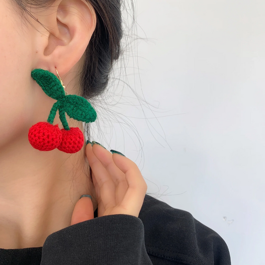 Aretes Crochet Cereza