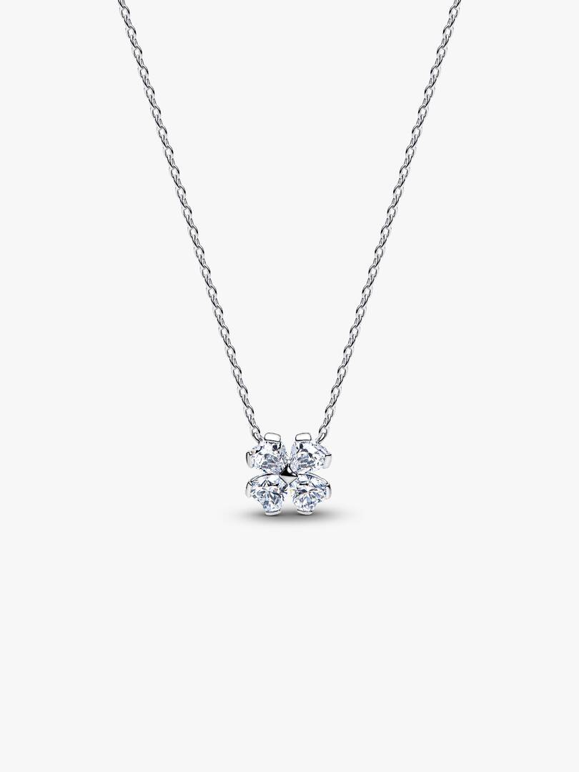 Collar Pandora Trebol Blanco