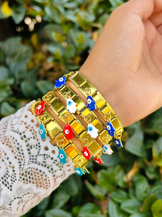 Pulseras Italianas con Dije Mano de Fatima