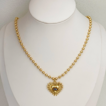 Collar Corazón Ojo Cristal