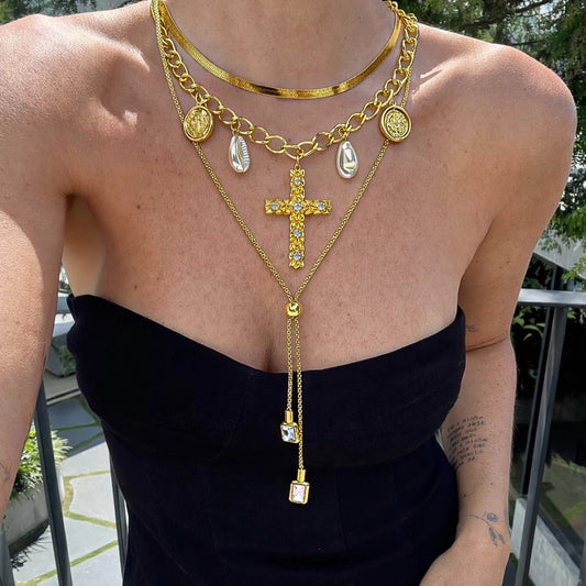 Collar de Cruz Chunky con San Benito