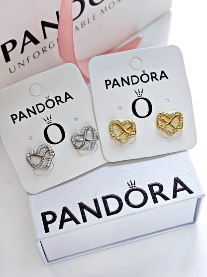 Aretes Pandora de Corazon con Infinito