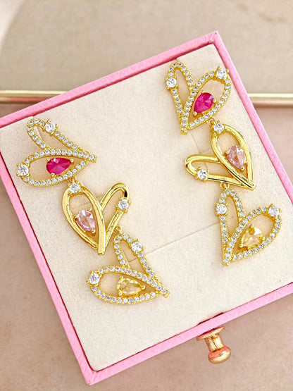 Aretes Largos de Corazones