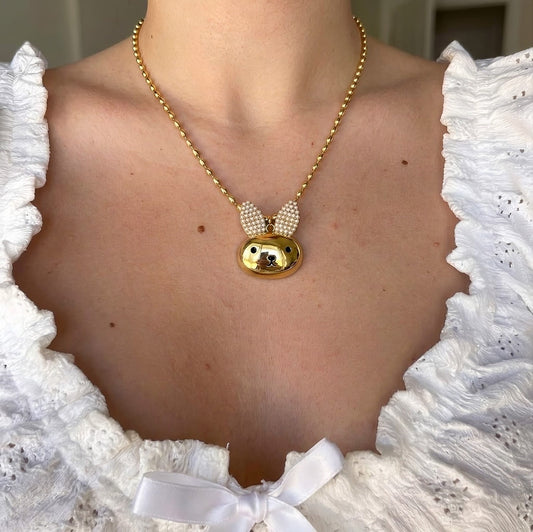 Collar Conejito con Perlitas