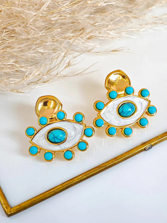 Aretes de Ojo con Bolitas