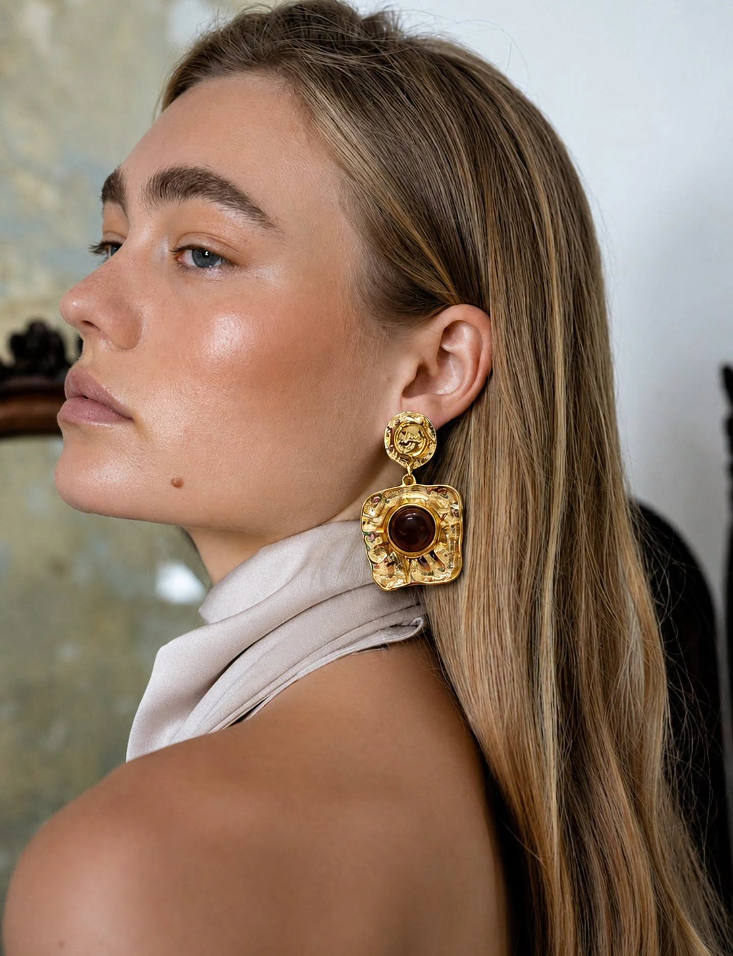 Aretes Chunky Cuadro Colgante