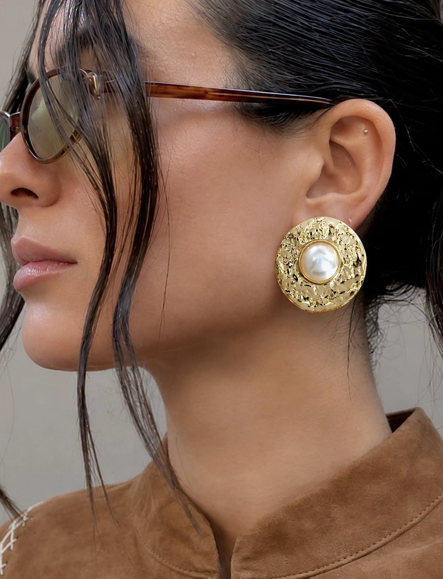 Aretes Circulares con Perla