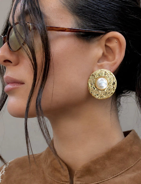 Aretes Circulares con Perla