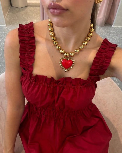Collar Chunky de Corazón y Bolitas