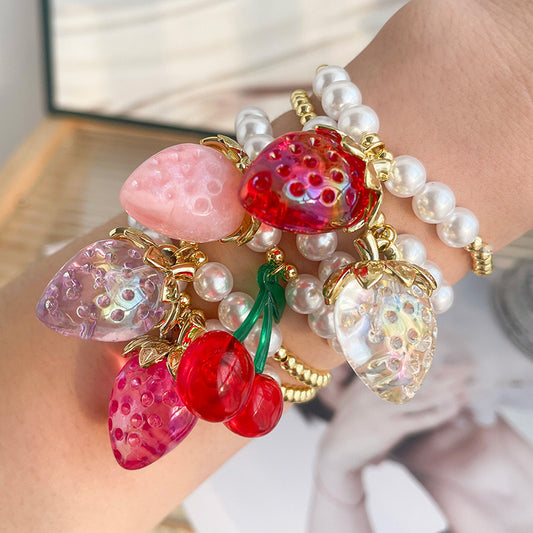 Pulseras de Fresa con Perlas