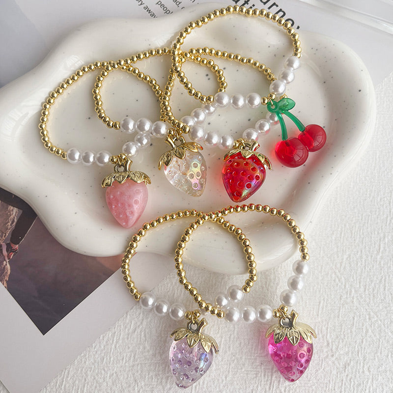 Pulseras de Fresa con Perlas