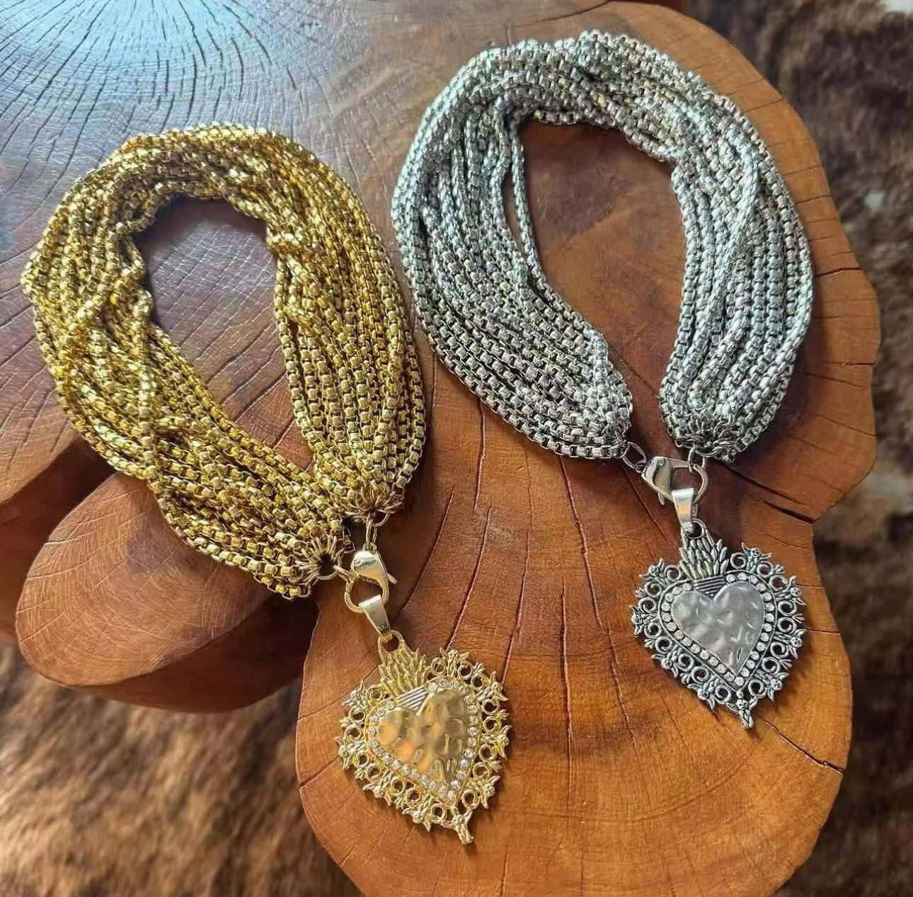 Collar Corazon Multi Cadenas