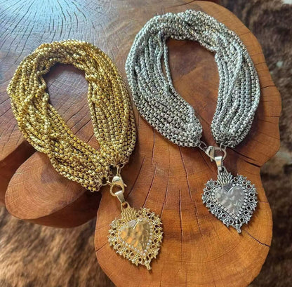 Collar Corazon Multi Cadenas