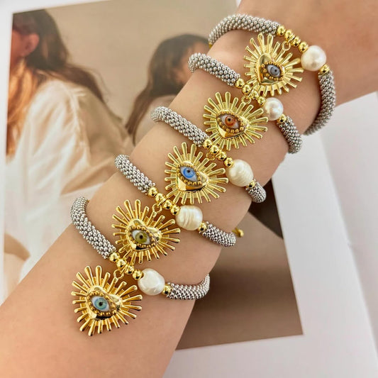 Pulsera Corazon con Ojito de Cristal