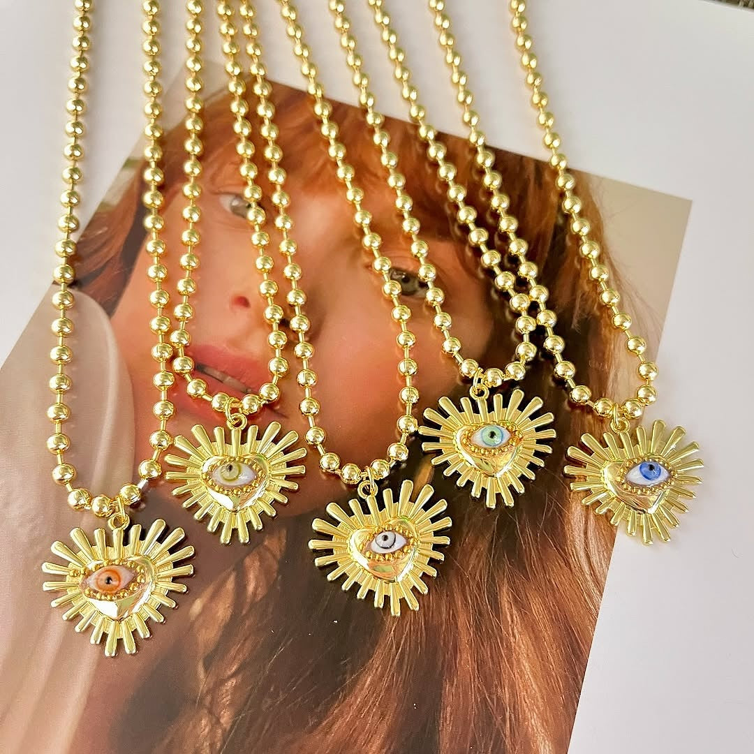 Collar Corazón Ojo Cristal