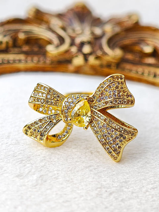 Anillo Moño Piedra Amarilla