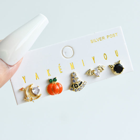 Yakemiyou Halloween Aretes Pegados Calabaza