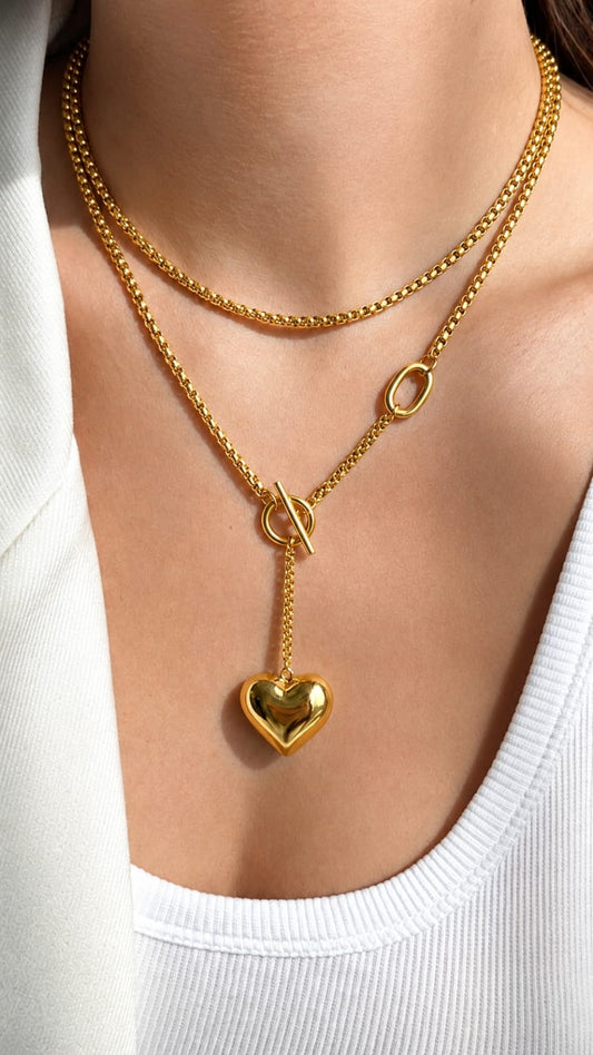 Collar Largo de Corazon Inflado