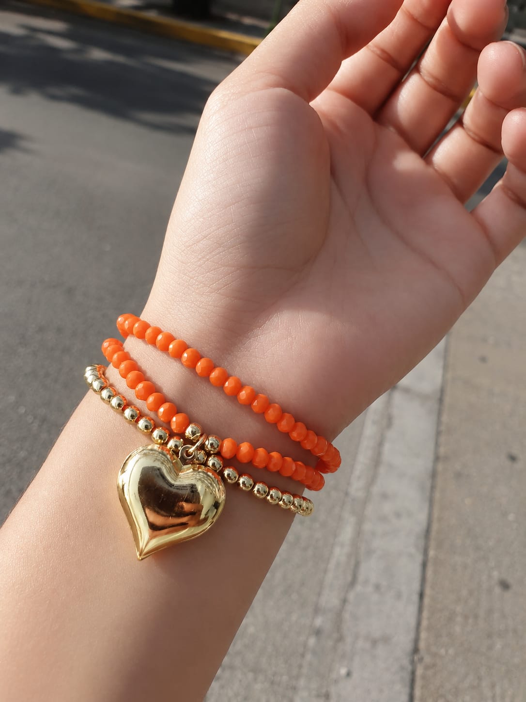 Pulsera Naranja de Corazon