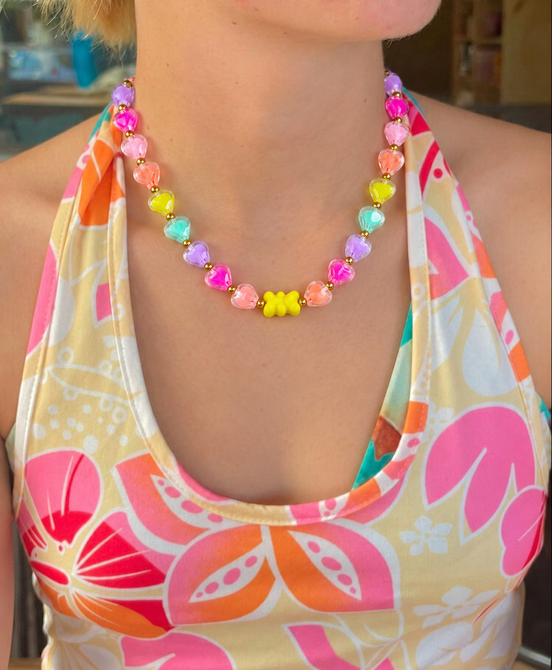 Collar de Colores con Osito Panda