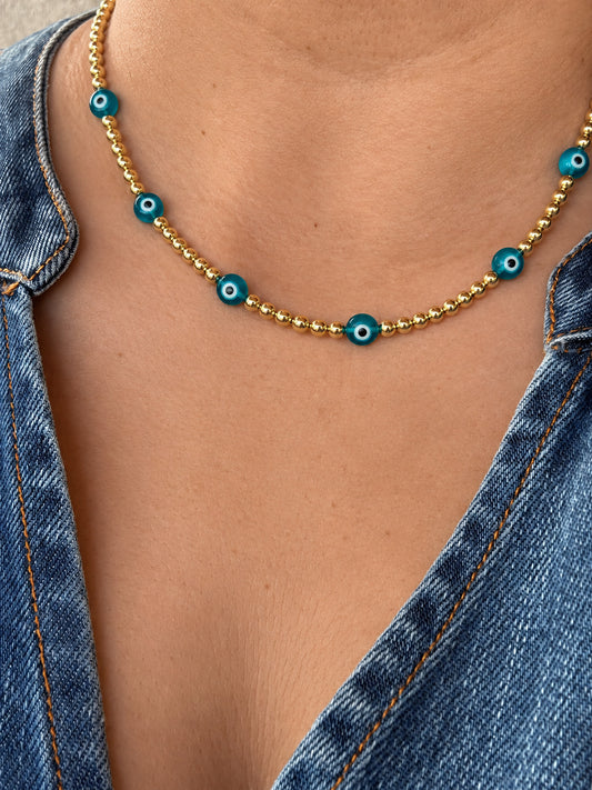 Collar de Bolitas y Ojitos