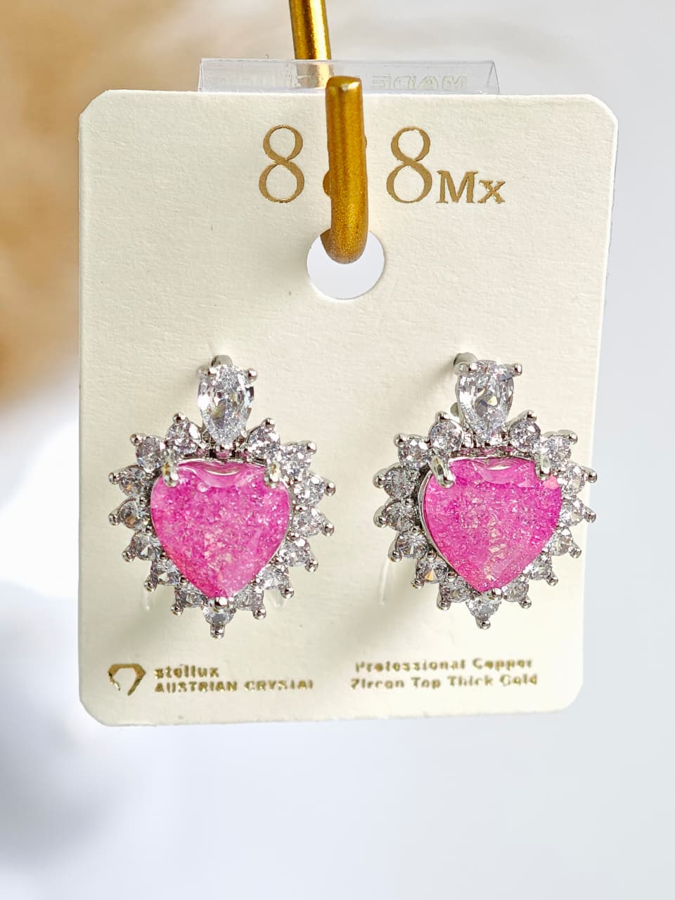 Aretes de Corazón Rosa