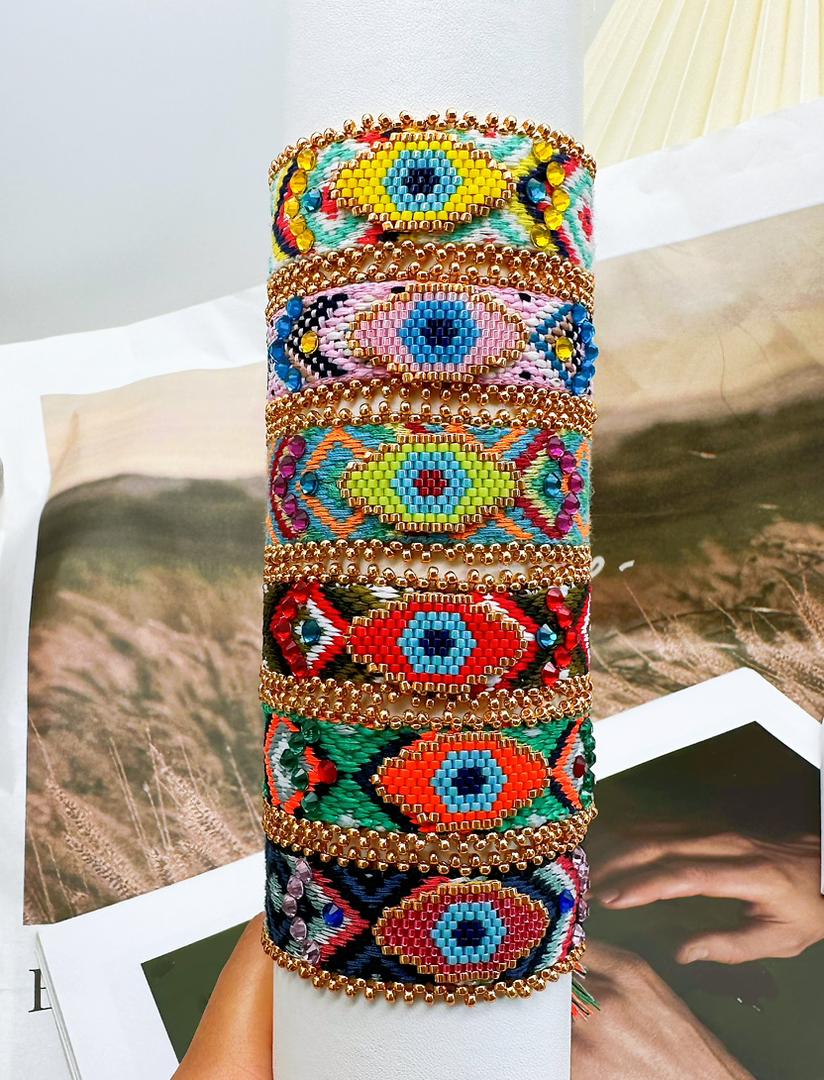 Pulsera Tejida Miyuki Ojo