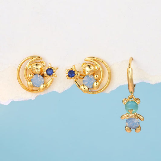 Set Aretes Osito Azul