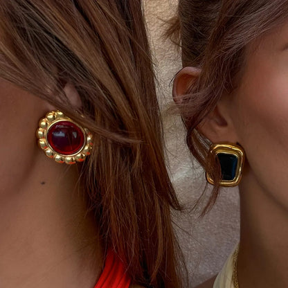 Aretes Chunky Circulo Rojo