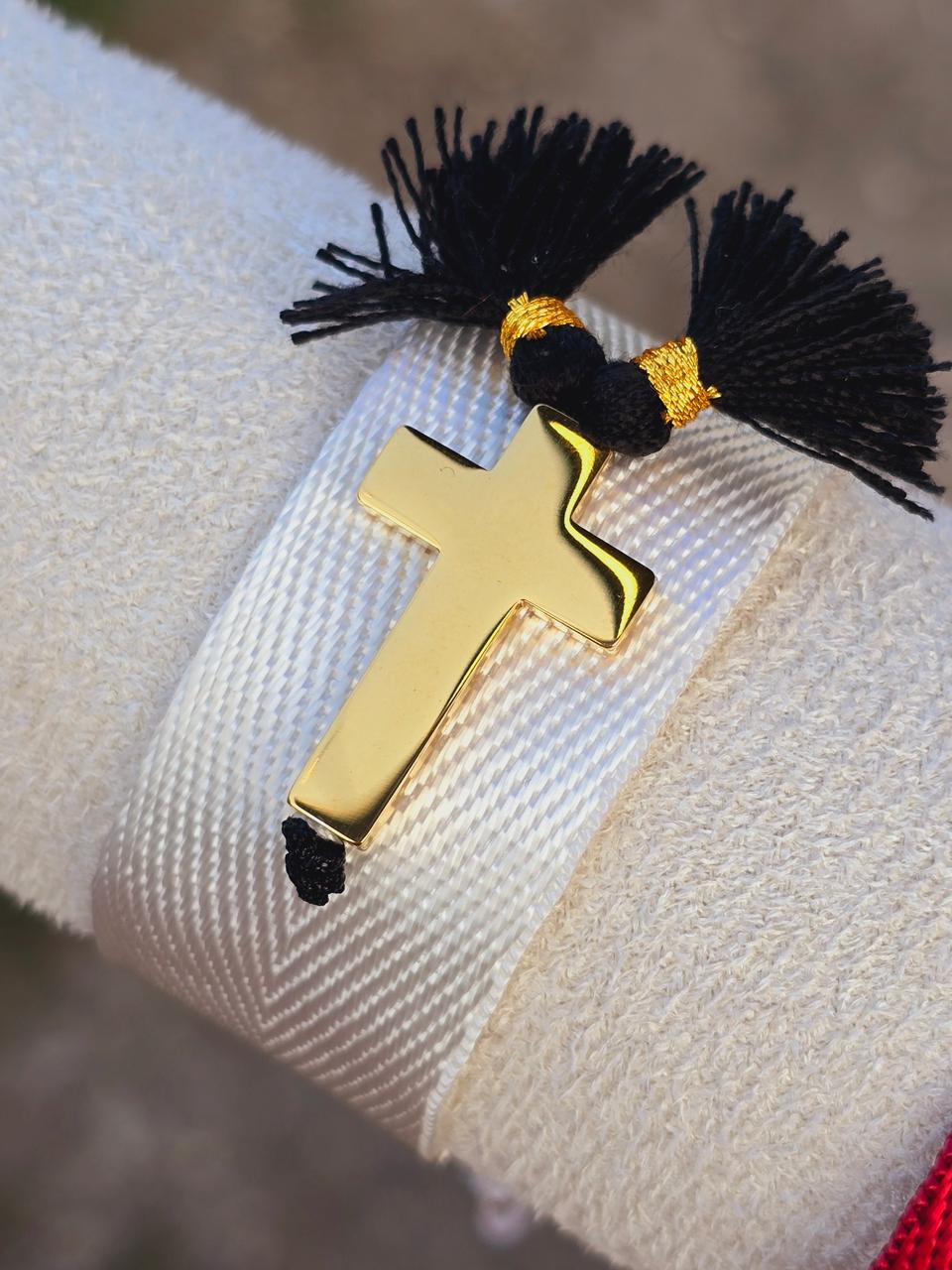 Pulsera Tela con Cruz