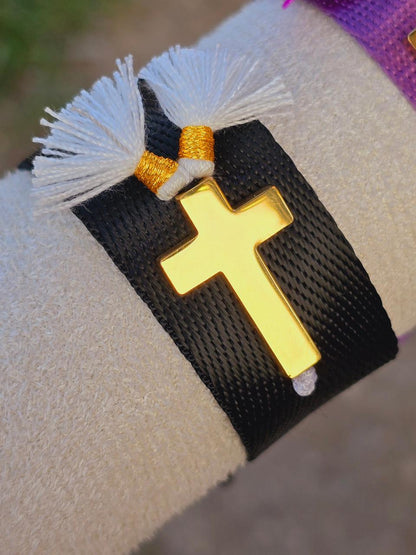 Pulsera Tela con Cruz
