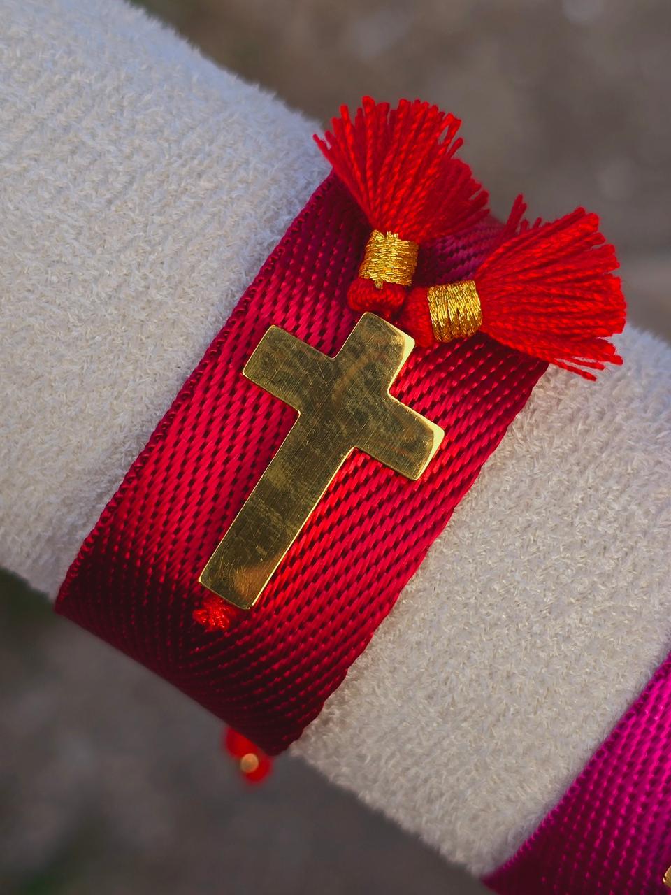 Pulsera Tela con Cruz